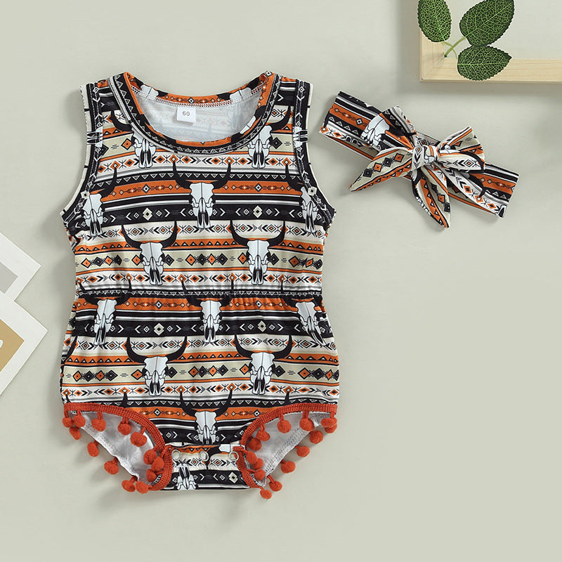 Wholesale Cotton Western Style Aztec Pattern Baby Onesies